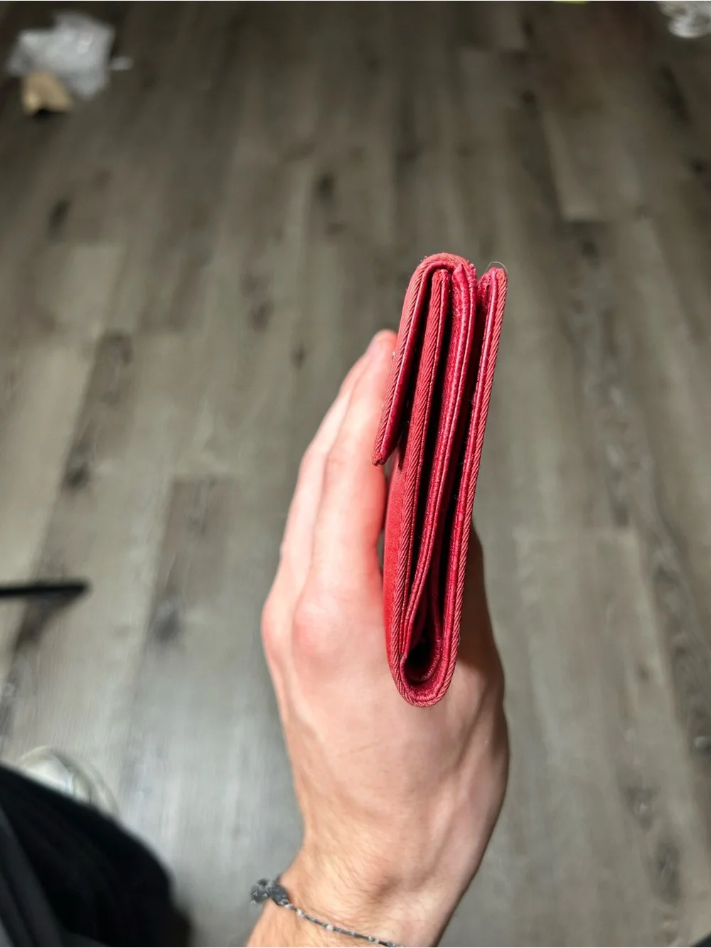 Prada Red Saffiano Trifold Wallet with Triangle Logo - Picture 4 of 7